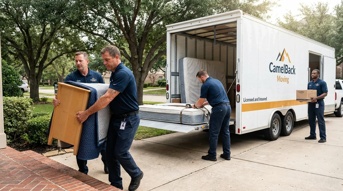 Crew loading residential truck for cross-state move from Carnegie, PA
