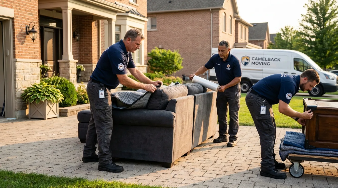 Large estate moving crew wrapping furniture in Carnegie, PA